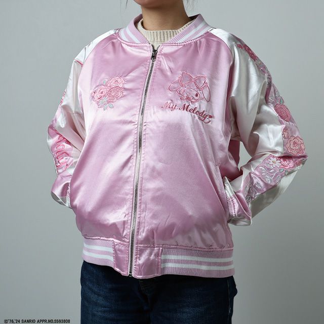 キャラジャン スカジャン(L)] マイメロディ レースピンクローズ | 丸眞