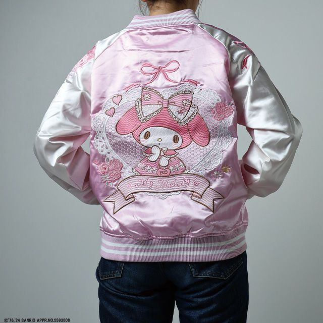 キャラジャン スカジャン(L)] マイメロディ レースピンクローズ | 丸眞