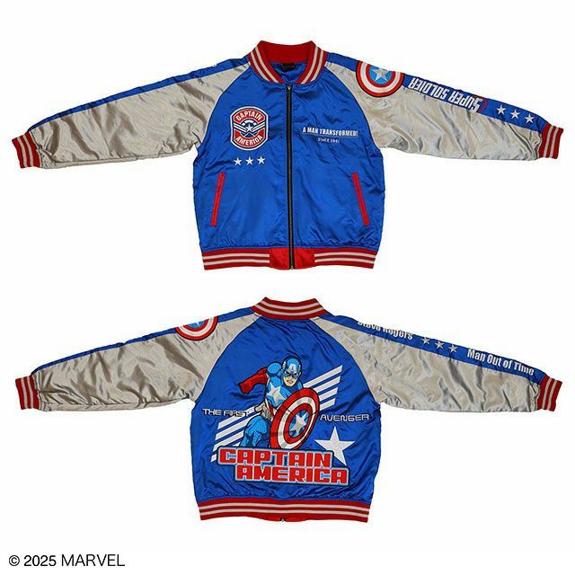 キャラジャン スカジャン(L)] キャプテン・アメリカ トリプルスター