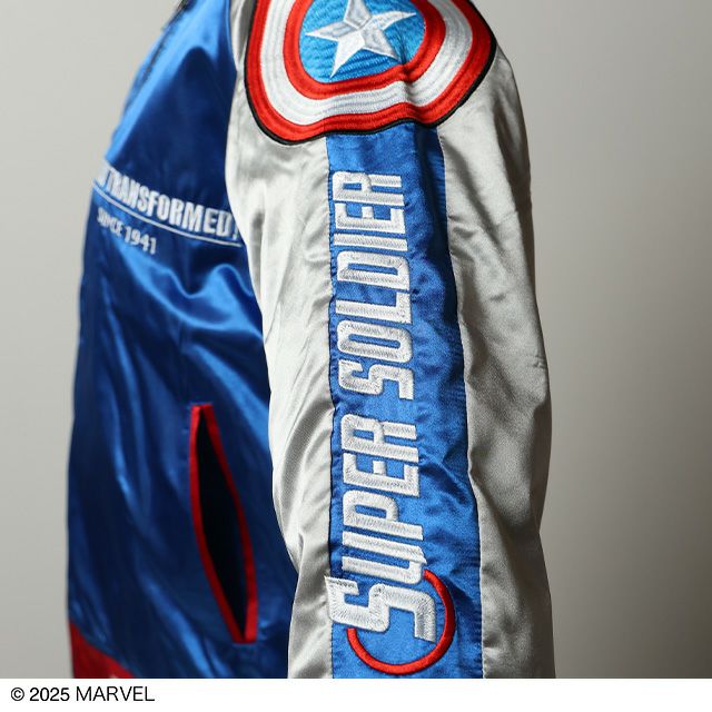 キャラジャン スカジャン(L)] キャプテン・アメリカ トリプルスター