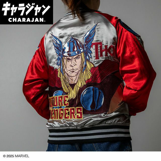 【新品・未使用】アベンジャーズ　キャラジャン　スカジャン(L) 丸眞 キャラジャン スカジャン(3L)] キャプテン・アメリカ トリプルスター
