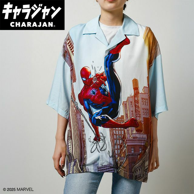 マーベル キャプテンアメリカ レジェンドヒーロー アロハシャツ (LL) キャラジャン ユニセックス アパレル Marvel マーベル好きにはたまらない！インパクト抜群のキャラジャンアロハ