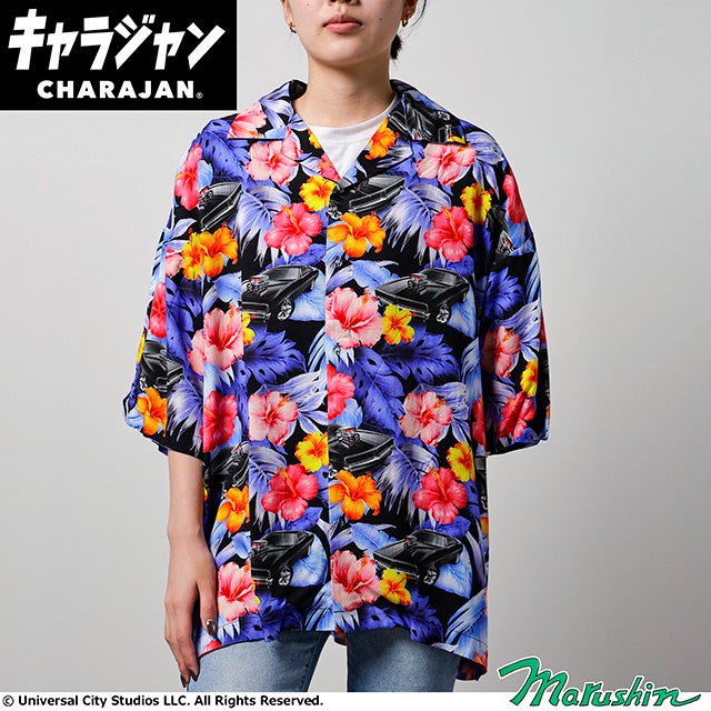 キャラジャン アロハシャツ（LL）] 葛飾北斎 神奈川沖裏アロハシャツ