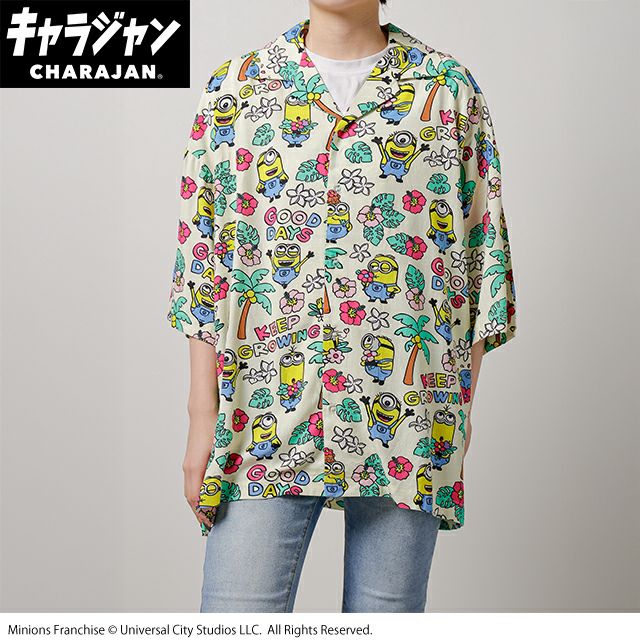 キャラジャン アロハシャツ（M)] ミニオン ジャンブルトロピカル