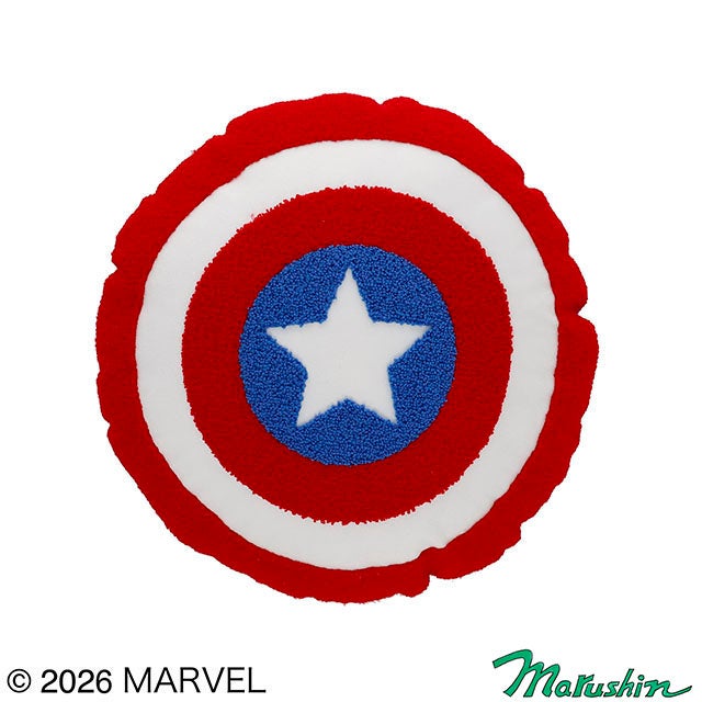 フェリシモ　キャプテンアメリカ　ダイカットクッション　アベンジャーズ ダイカットクッション] MARVEL マーベル シールドクッション/サガラ